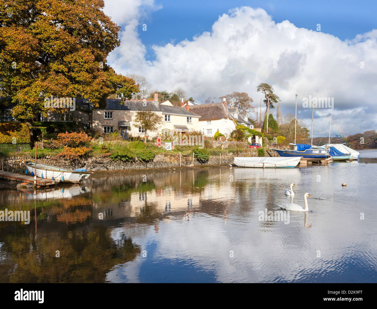 The tiny riverside hamlett of St Clement near Truro Cornwall England UK