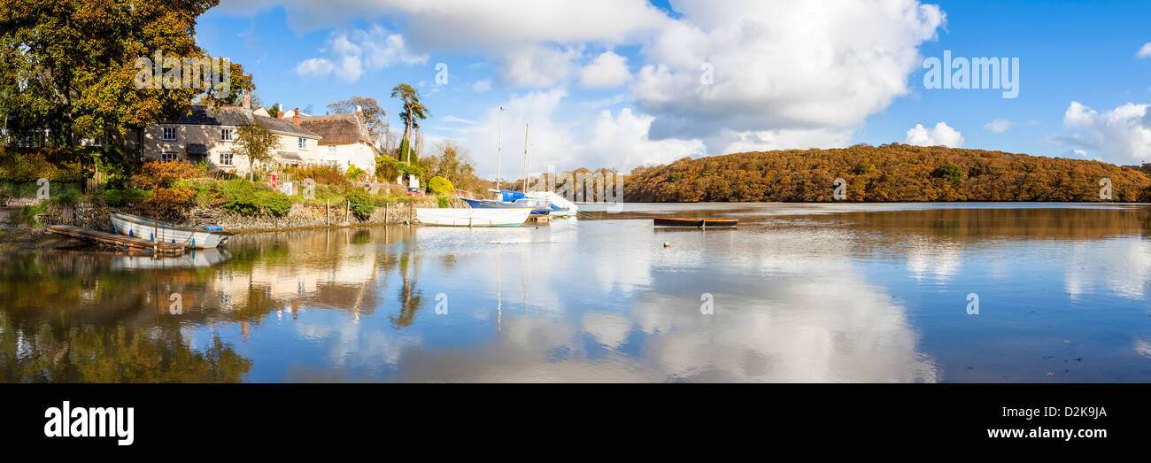 The tiny riverside hamlett of St Clement near Truro Cornwall England UK