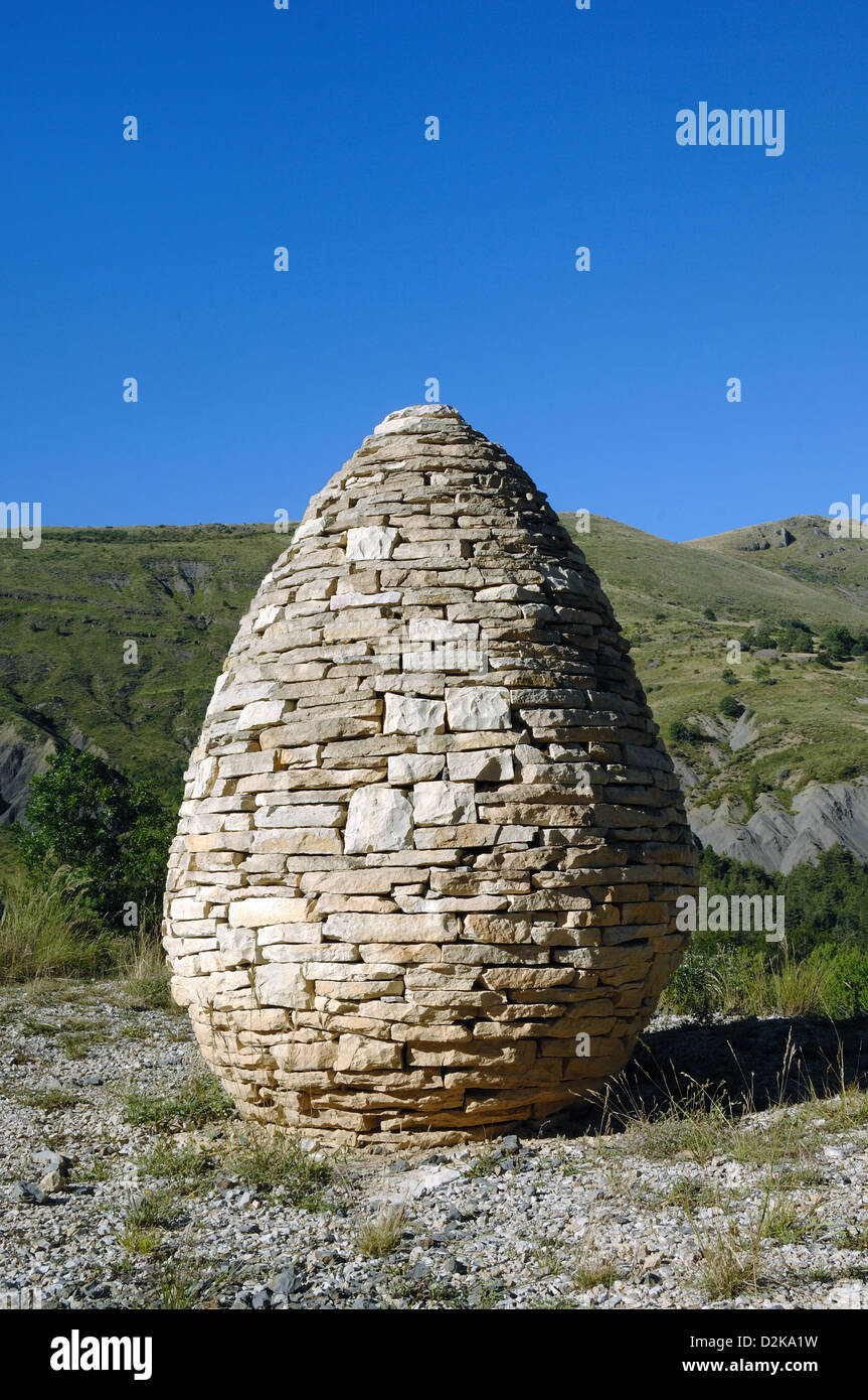 The Sentinel of Authon Stone Cone Sculpture by Andy Goldsworthy Alpes-de-Haute-Provence Provence France Stock Photo