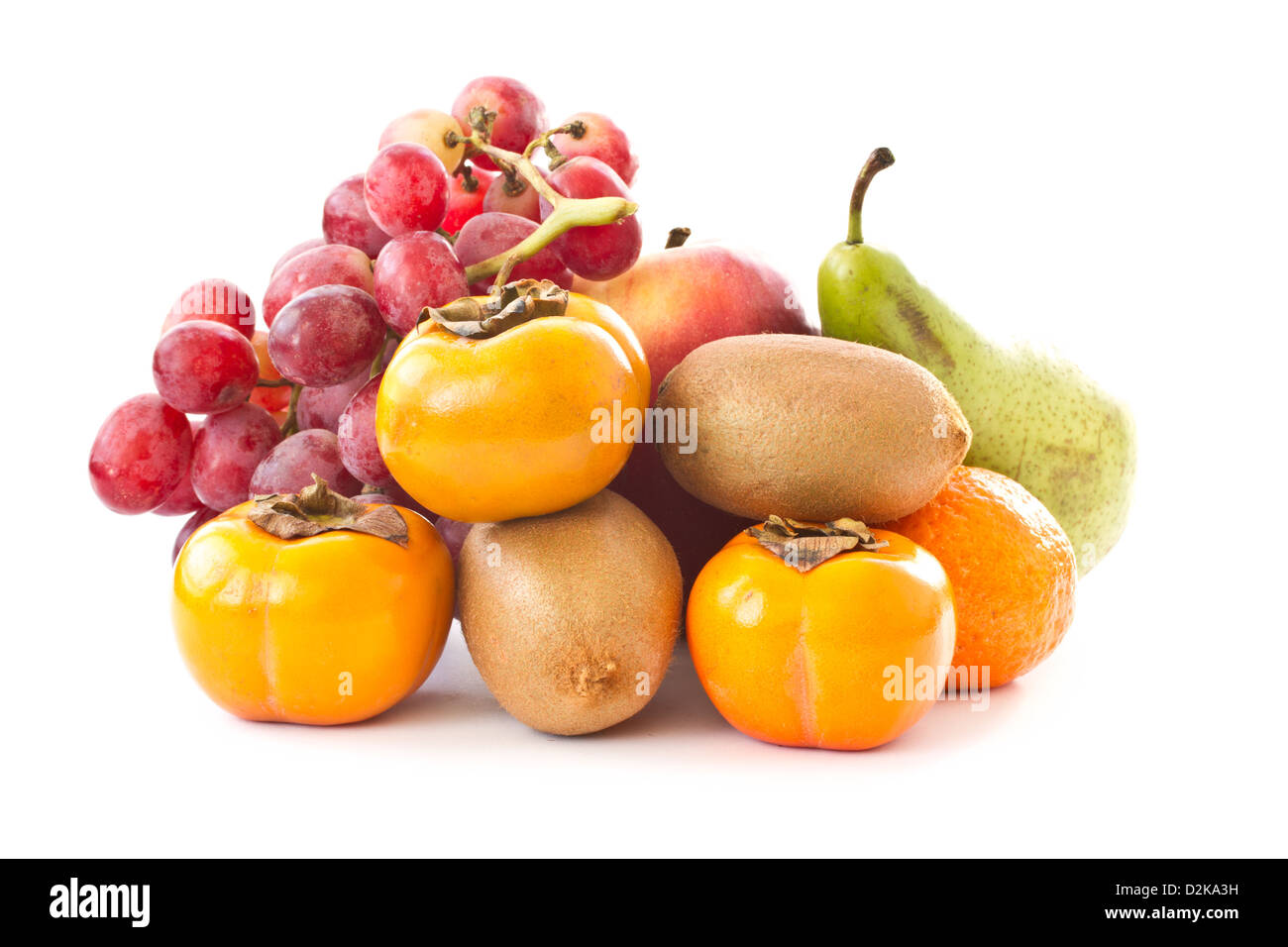 set of different ripe fruit on a white background Stock Photo - Alamy