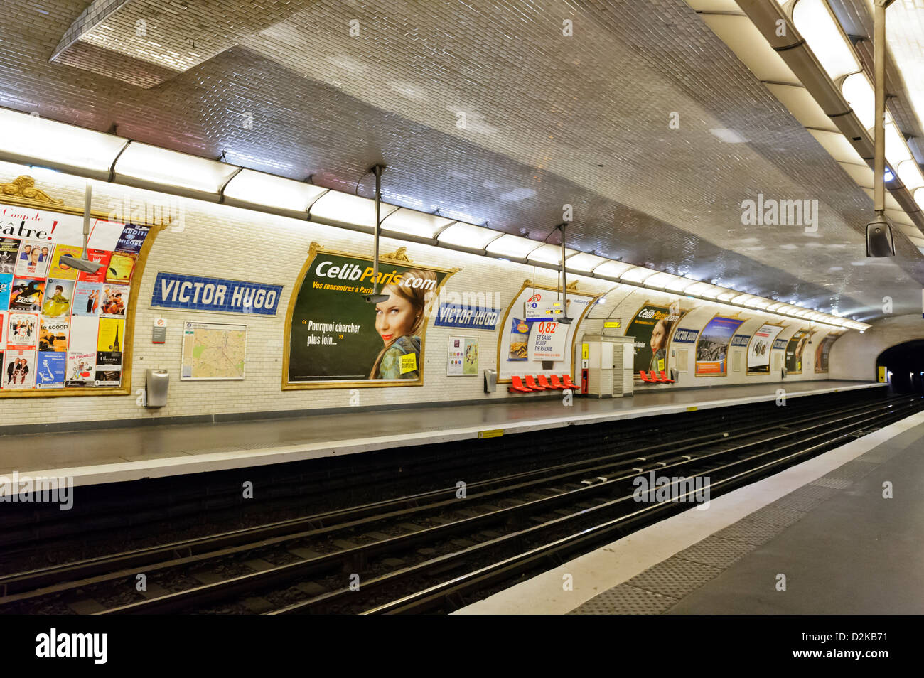 Victor Hugo Metro Platform, Paris, France. Stock Photo