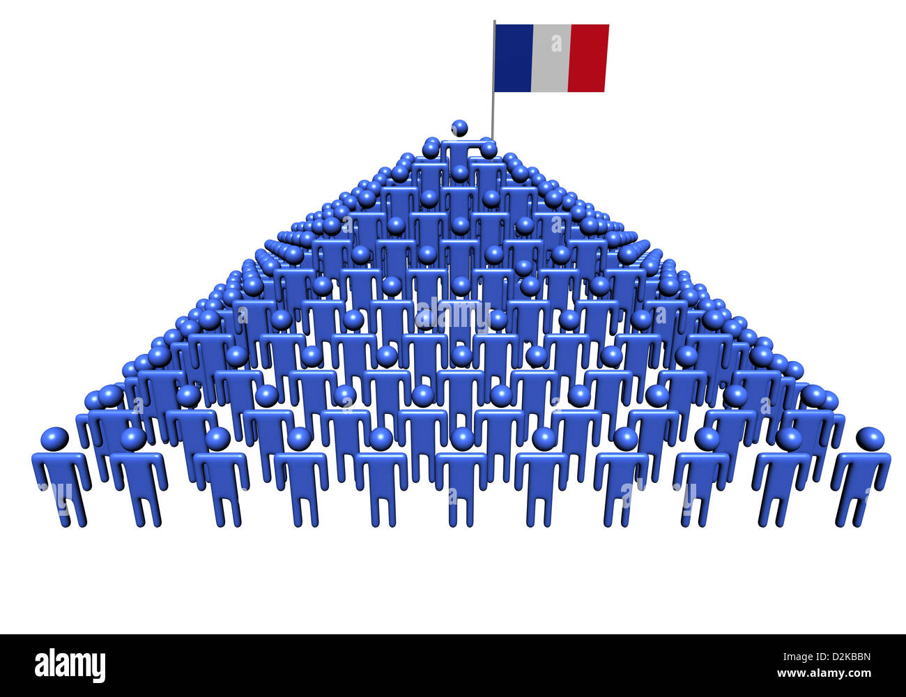 Pyramid of abstract people with France flag illustration Stock Photo