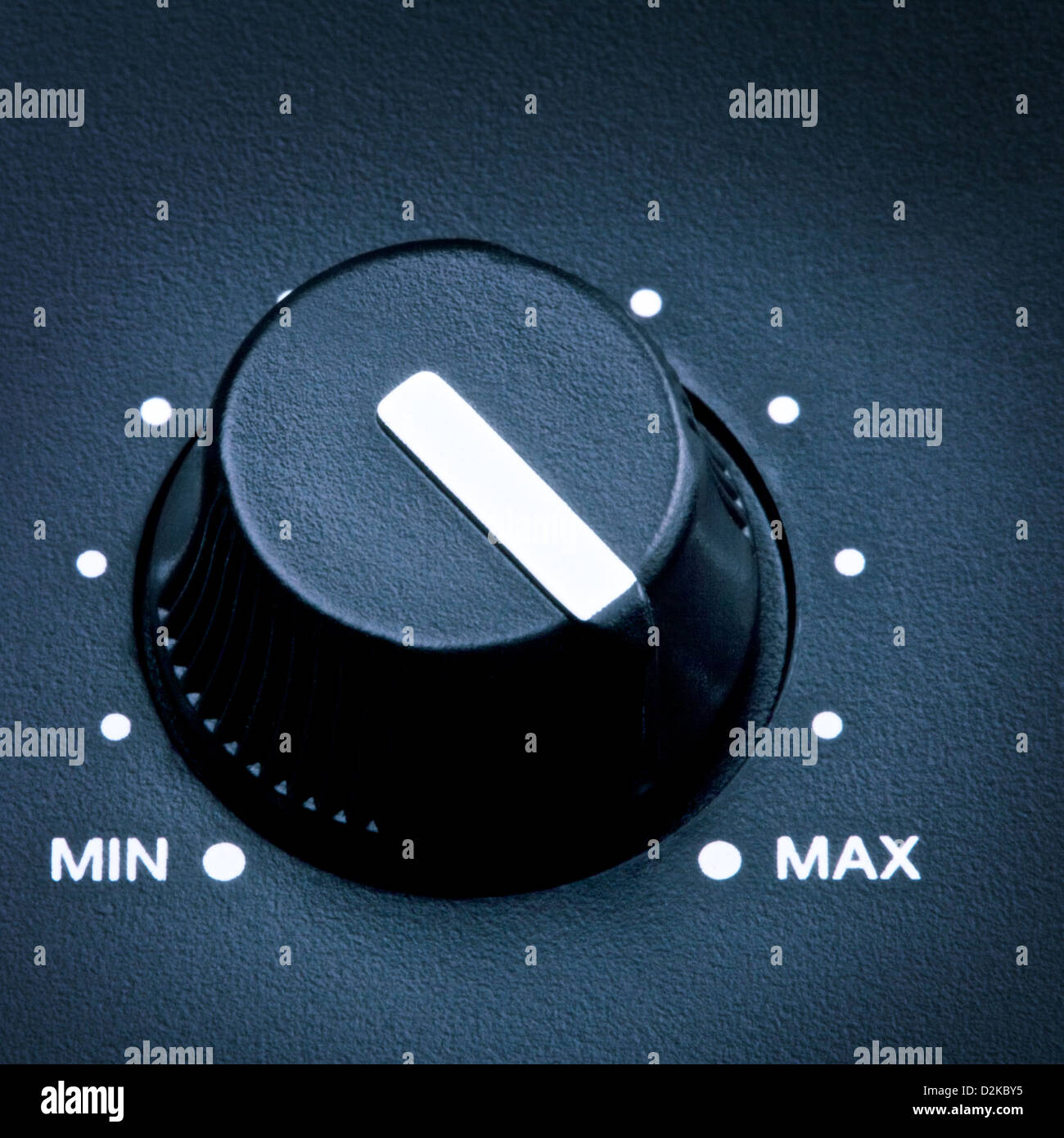 black volume knob on maximum, close up Stock Photo Alamy