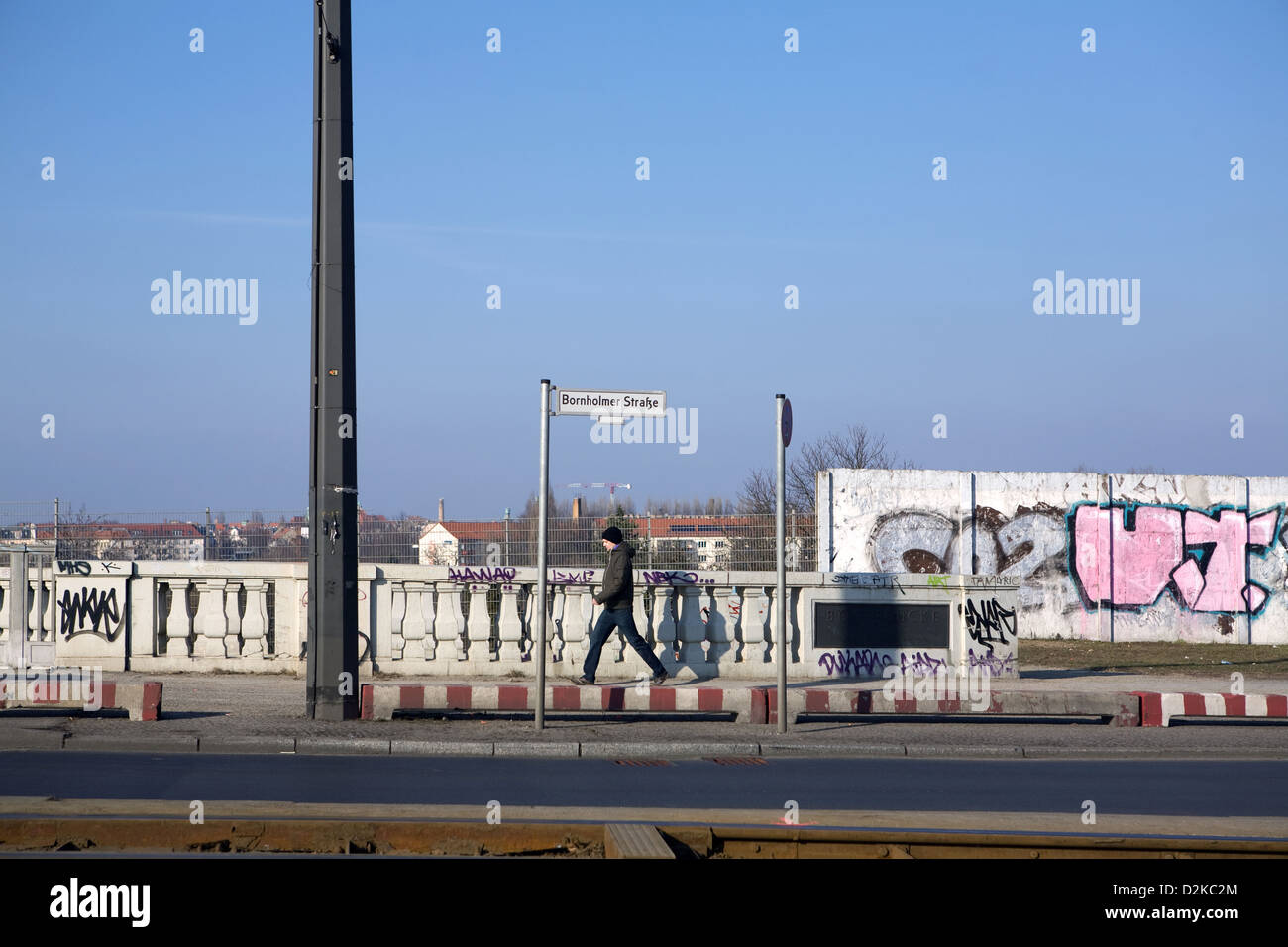 Berlin, Germany, passer goes over the bridge Bornholmer Stock Photo - Alamy