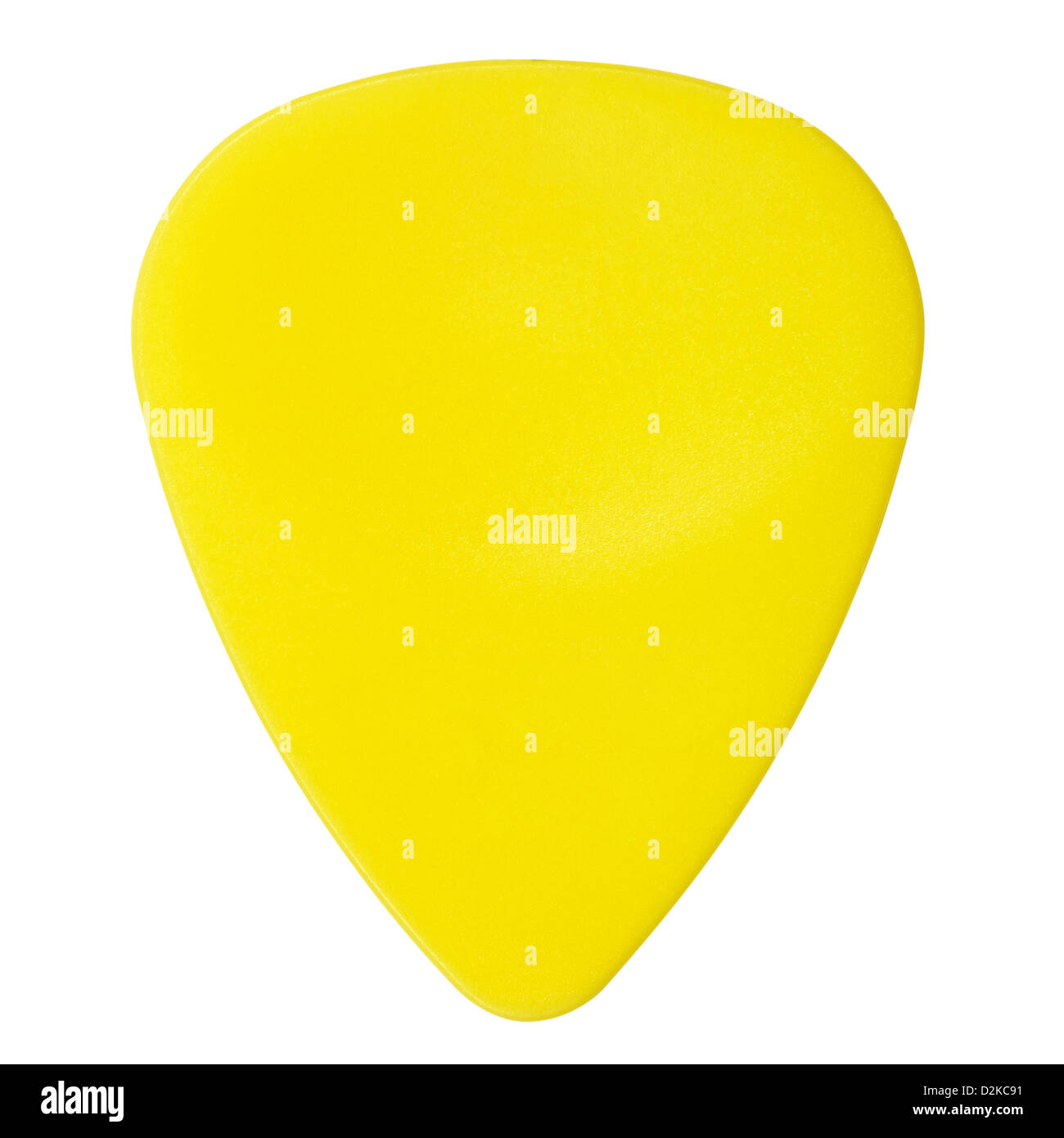 yellow plastic guitar plectrum, isolated on white Stock Photo