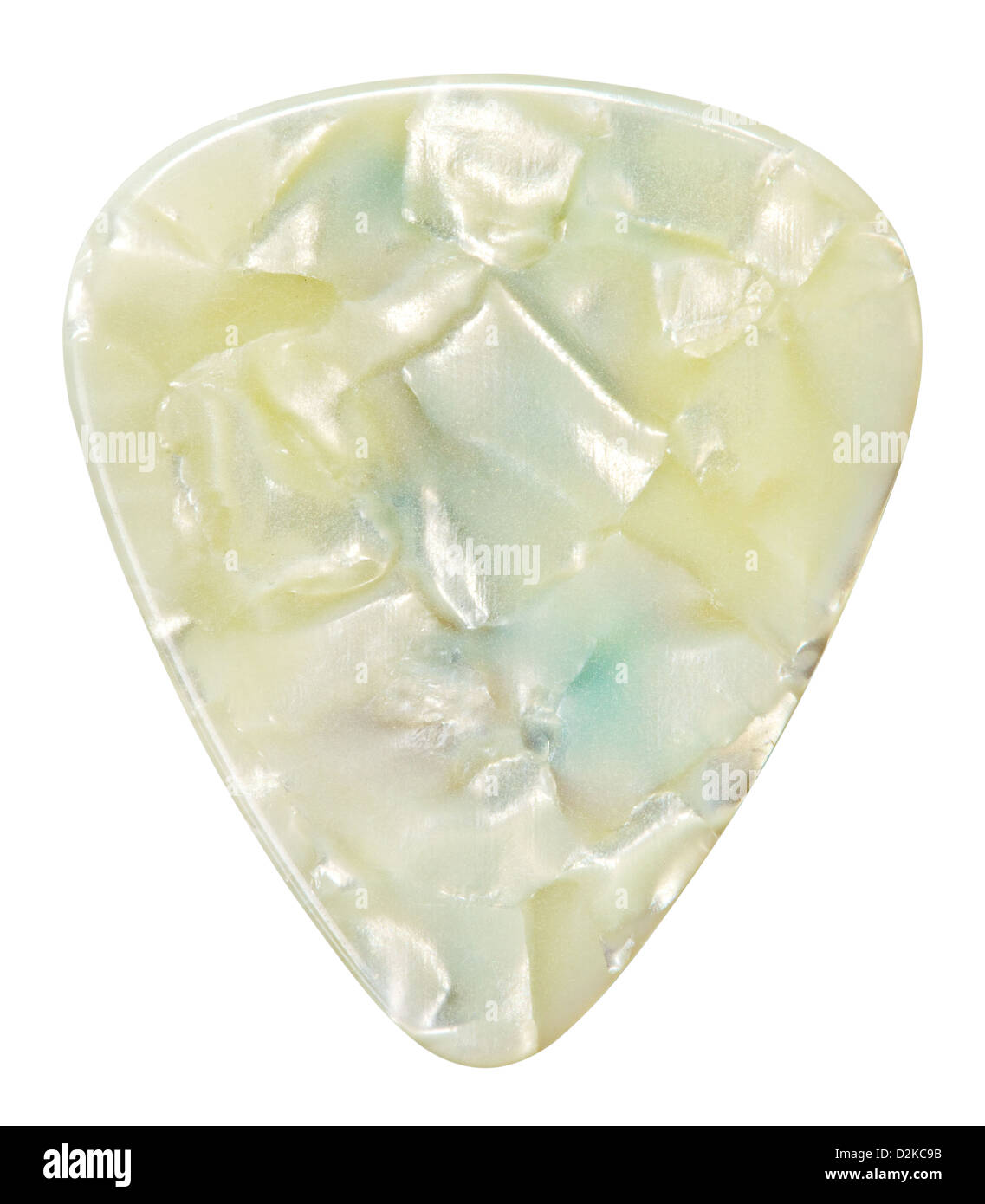 cream plastic guitar plectrum, isolated on white Stock Photo