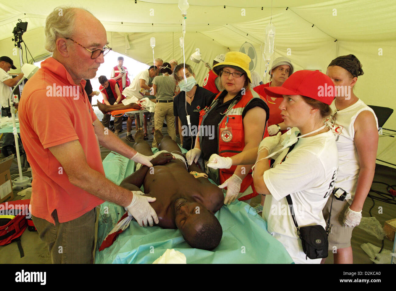 Carrefour, Haiti, one injured by doctors performed emergency surgery is Stock Photo