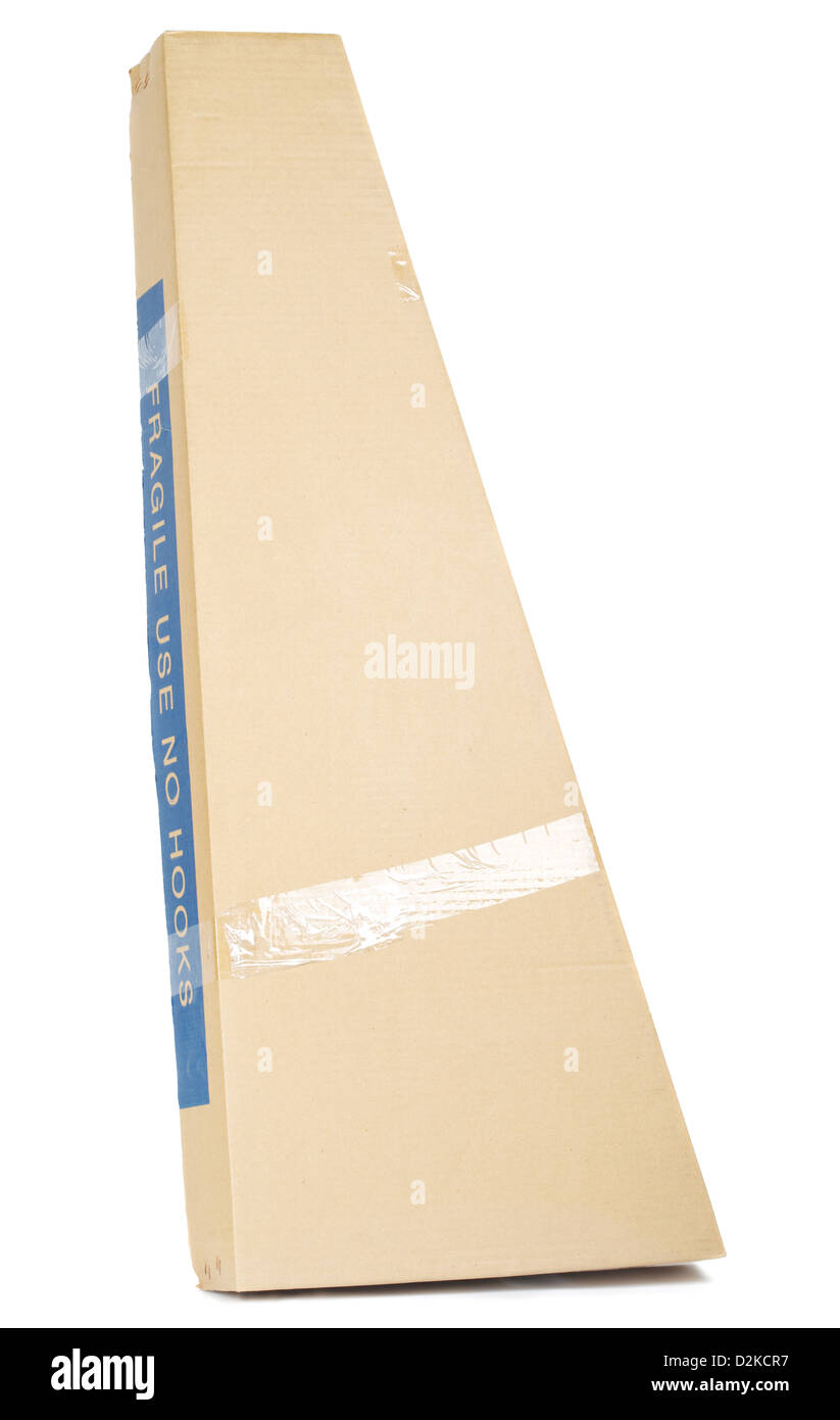 closed triangular cardboard box isolated on white Stock Photo