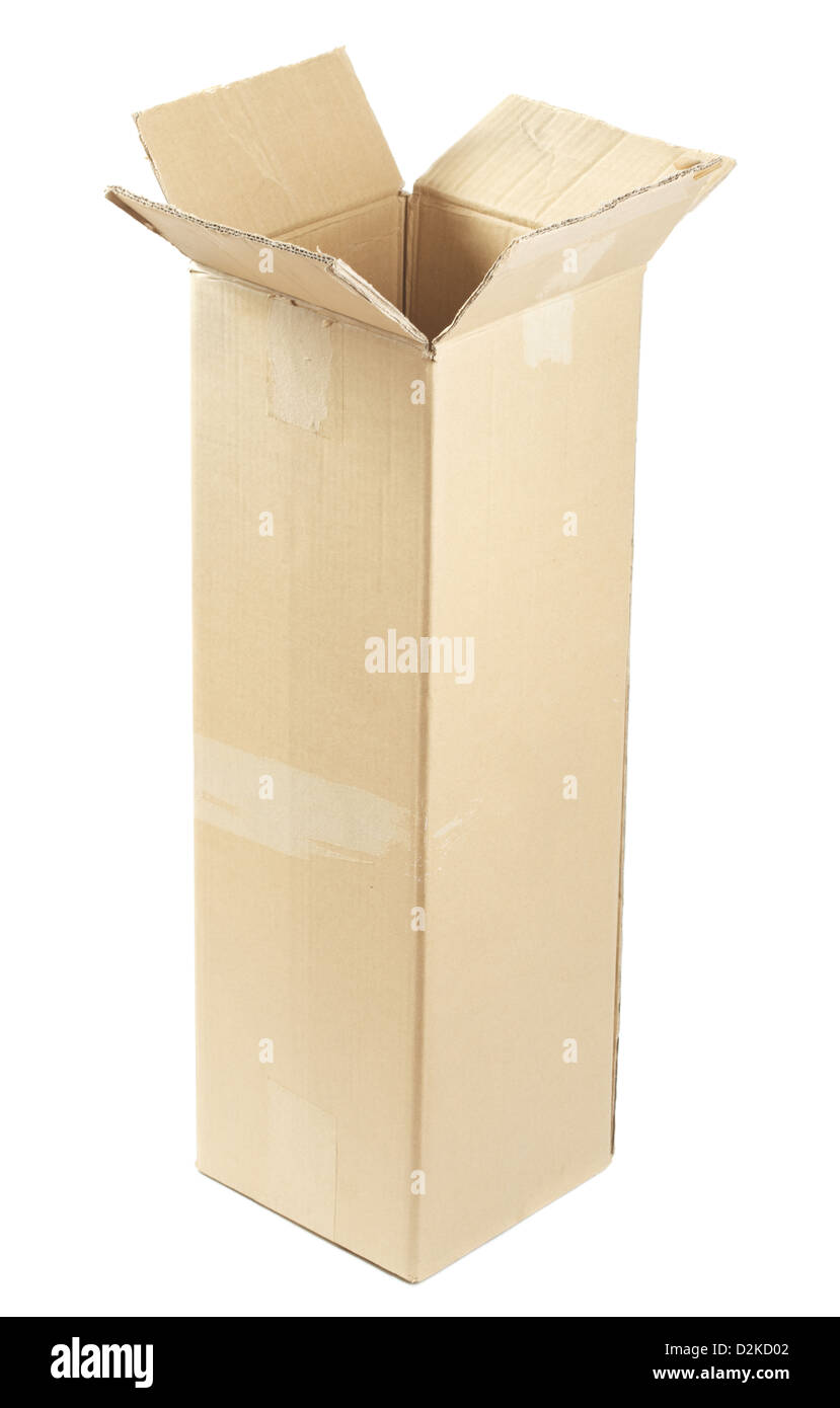 open empty cardboard box isolated on white Stock Photo