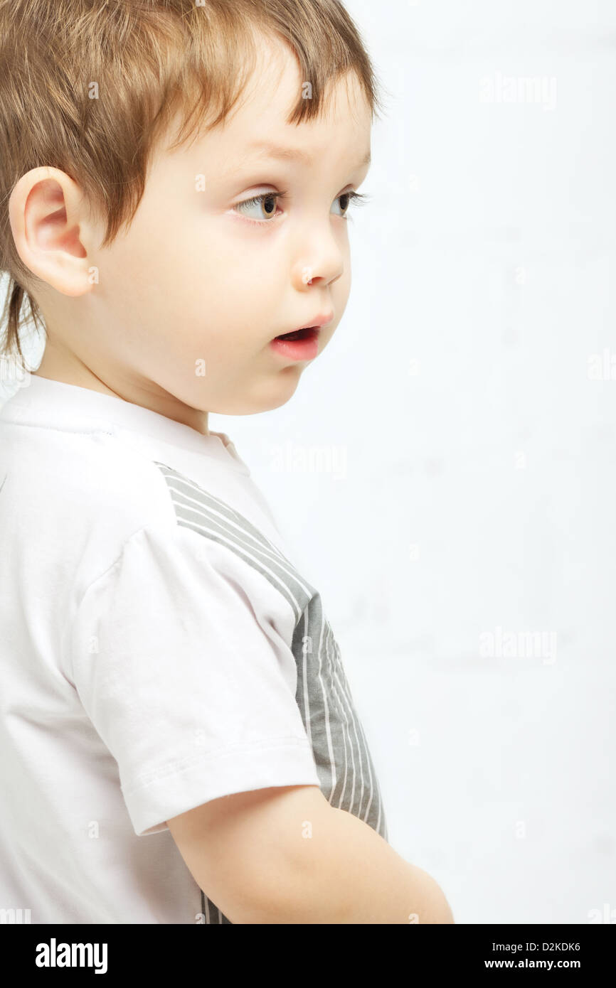 beautiful serious boy with brown eyes portrait Stock Photo Alamy