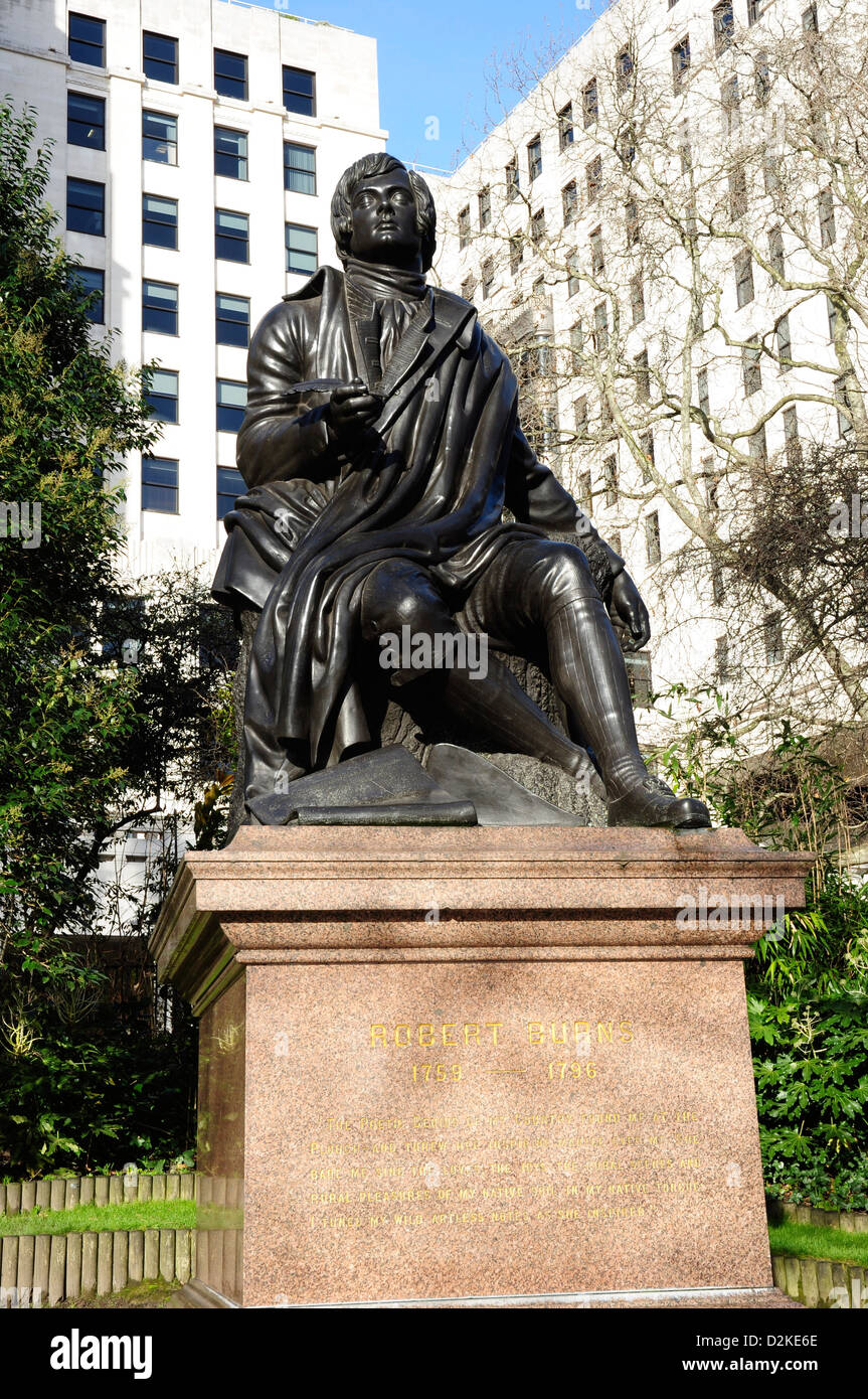 Statue of Robert Burns, Victoria Embankment Gardens, London, England