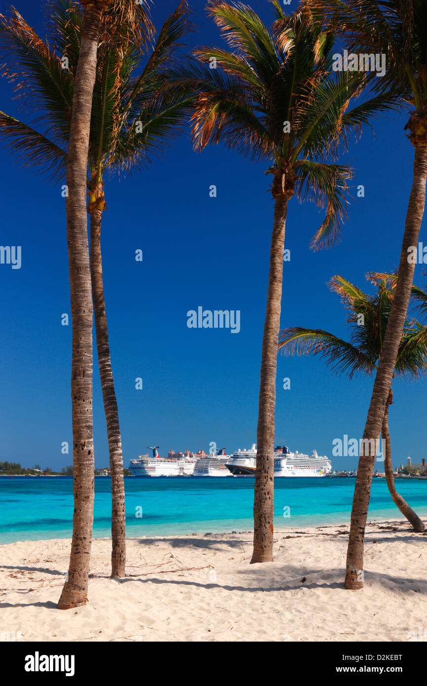 View to port from Junkanoo beach in Nassau Bahamas. Stock Photo