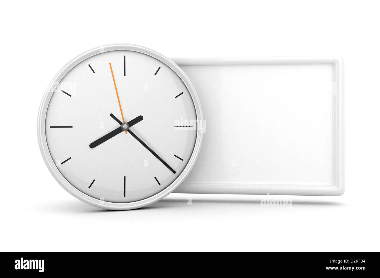 3d White Clock and board isolated Stock Photo