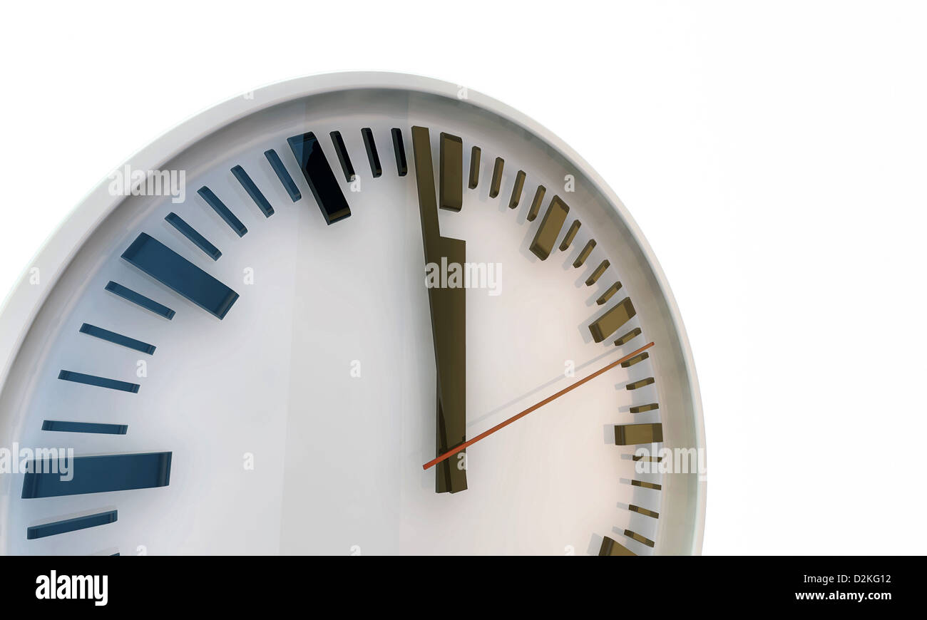 white modern clock isolated on white background Stock Photo - Alamy