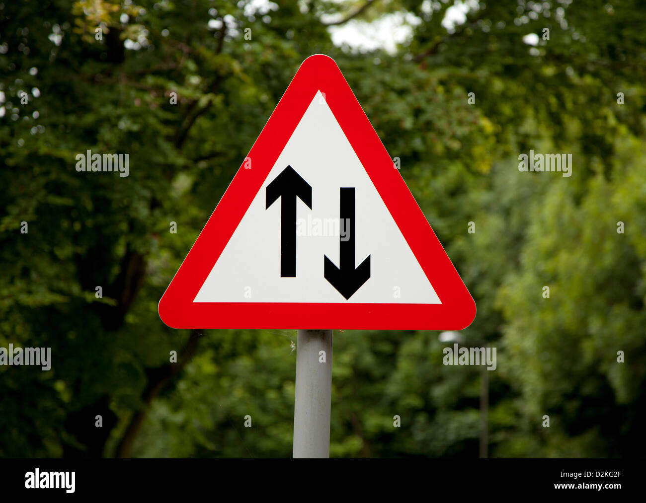 English two way traffic road sign in UK Stock Photo