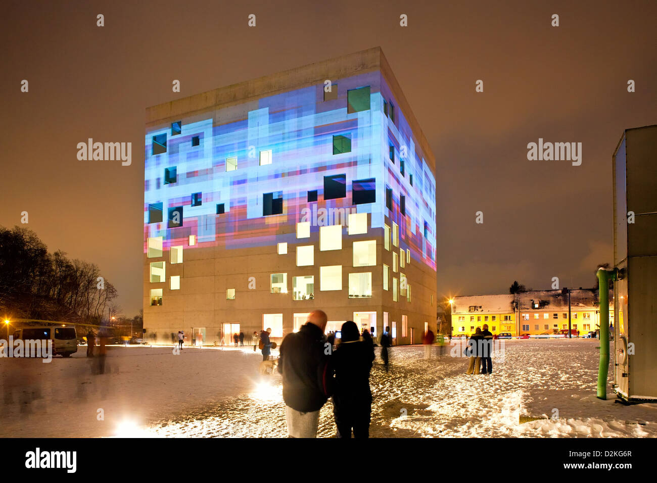 Essen, Germany, Zollverein cube, light art on the occasion of the opening ceremony Stock Photo