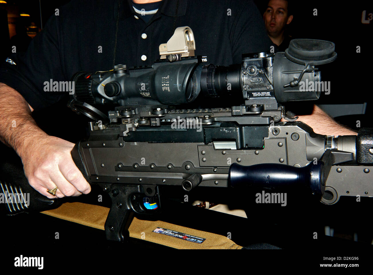 Military assault rifle with Trijicon ACOG night vision telescopic sight Stock Photo
