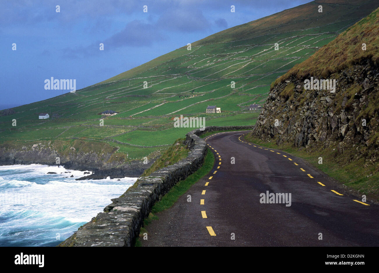 The road to Slea Head and Dunquin on the Dingle Peninsula, County Kerry, Irleand. Stock Photo