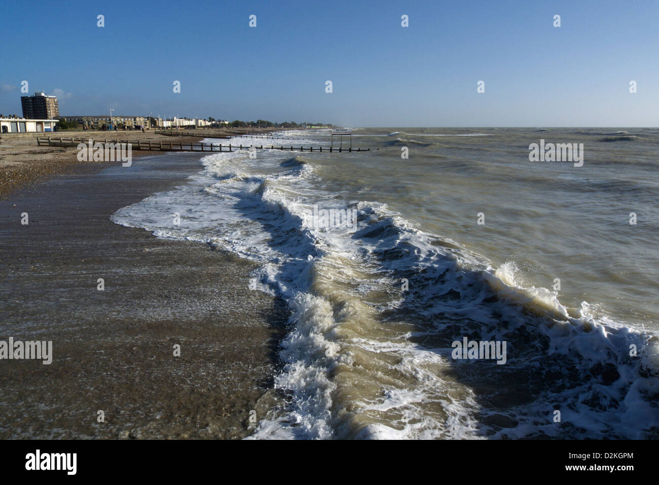 united kingdom west sussex littlehampton on sea a view of the town beach Stock Photo