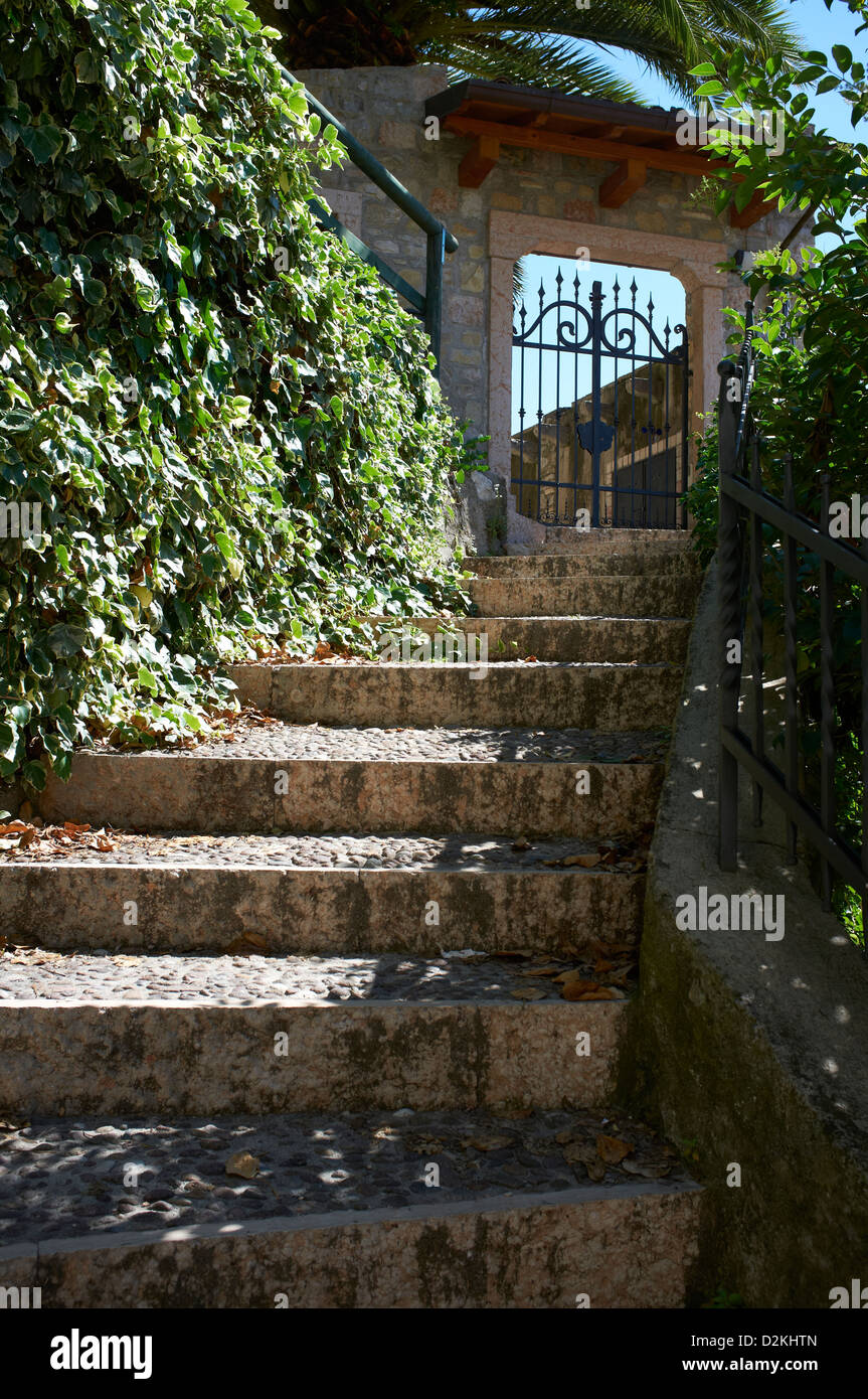Steps and entrance Limone Town Lake Garda Italy Stock Photo