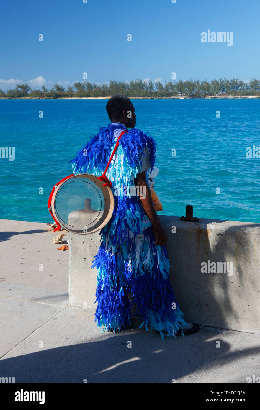 Man wearing Junkanoo dress, Nassau Bahamas Stock Photo