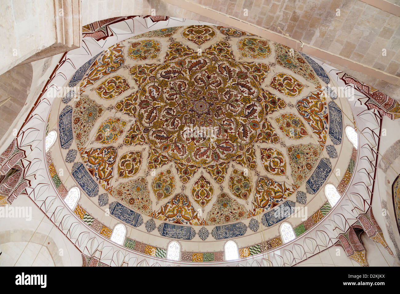 painting on main dome, Üç Sherefeli (Three Balcony) Mosque, Edirne, Turkey Stock Photo