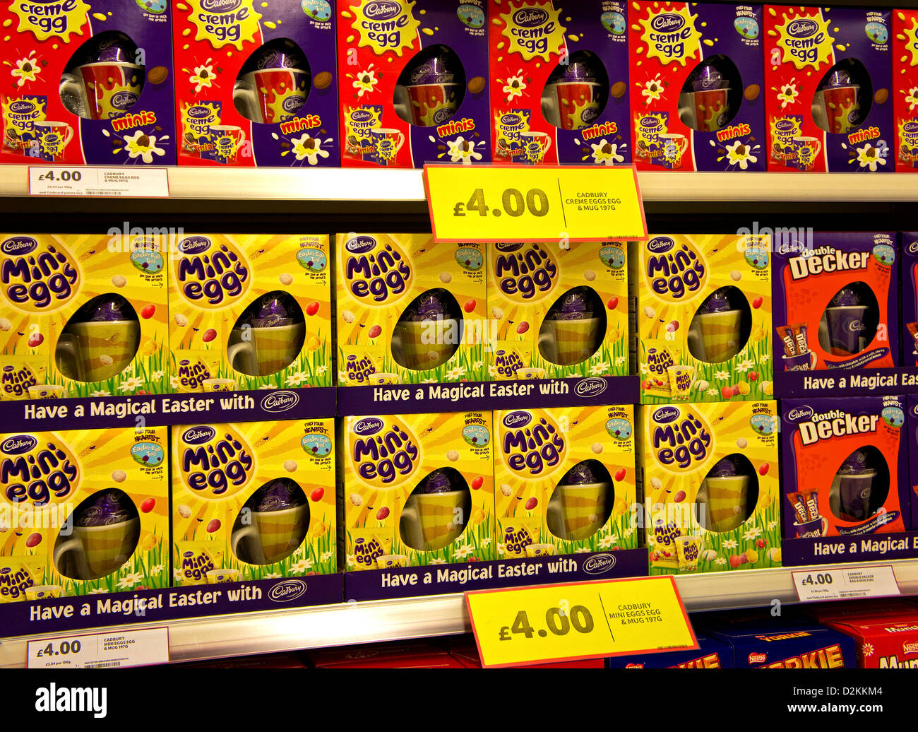Easter Eggs on sale in a uk supermarket Stock Photo