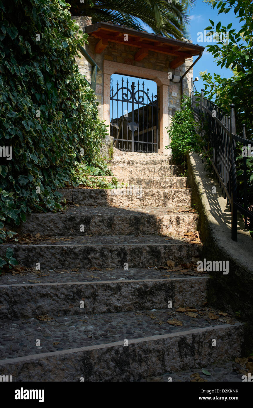 Steps and entrance Limone Town Lake Garda Italy Stock Photo