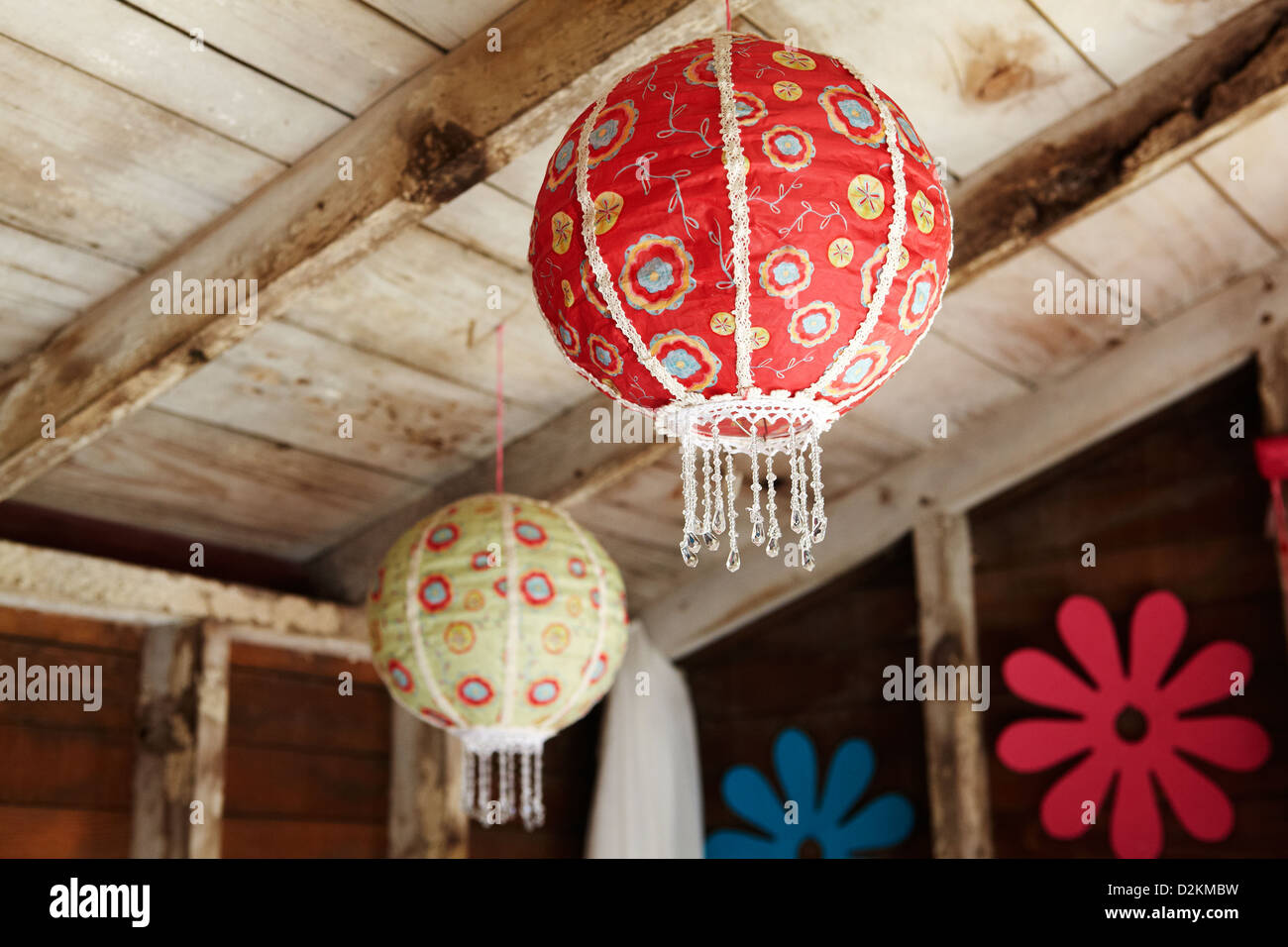Lanterns hanging from ceiling Stock Photo Alamy