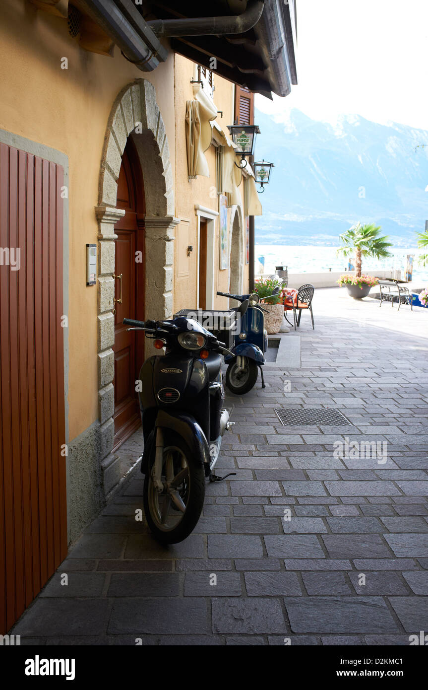 Scooters sitting in Limone Stock Photo