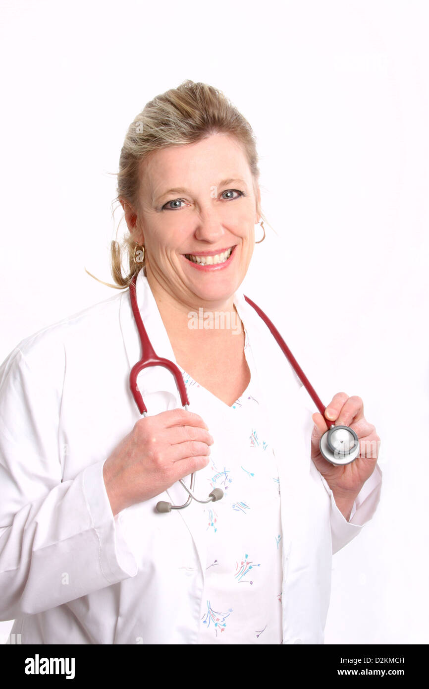 A woman doctor holding a stethoscope Stock Photo Alamy