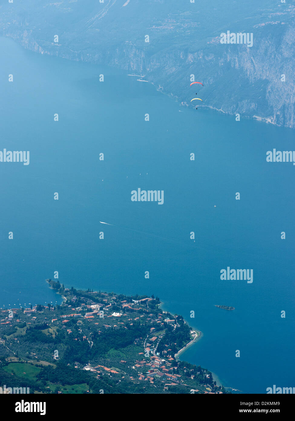 Paragliding from Monte Baldo, Lake Garda Italy Stock Photo
