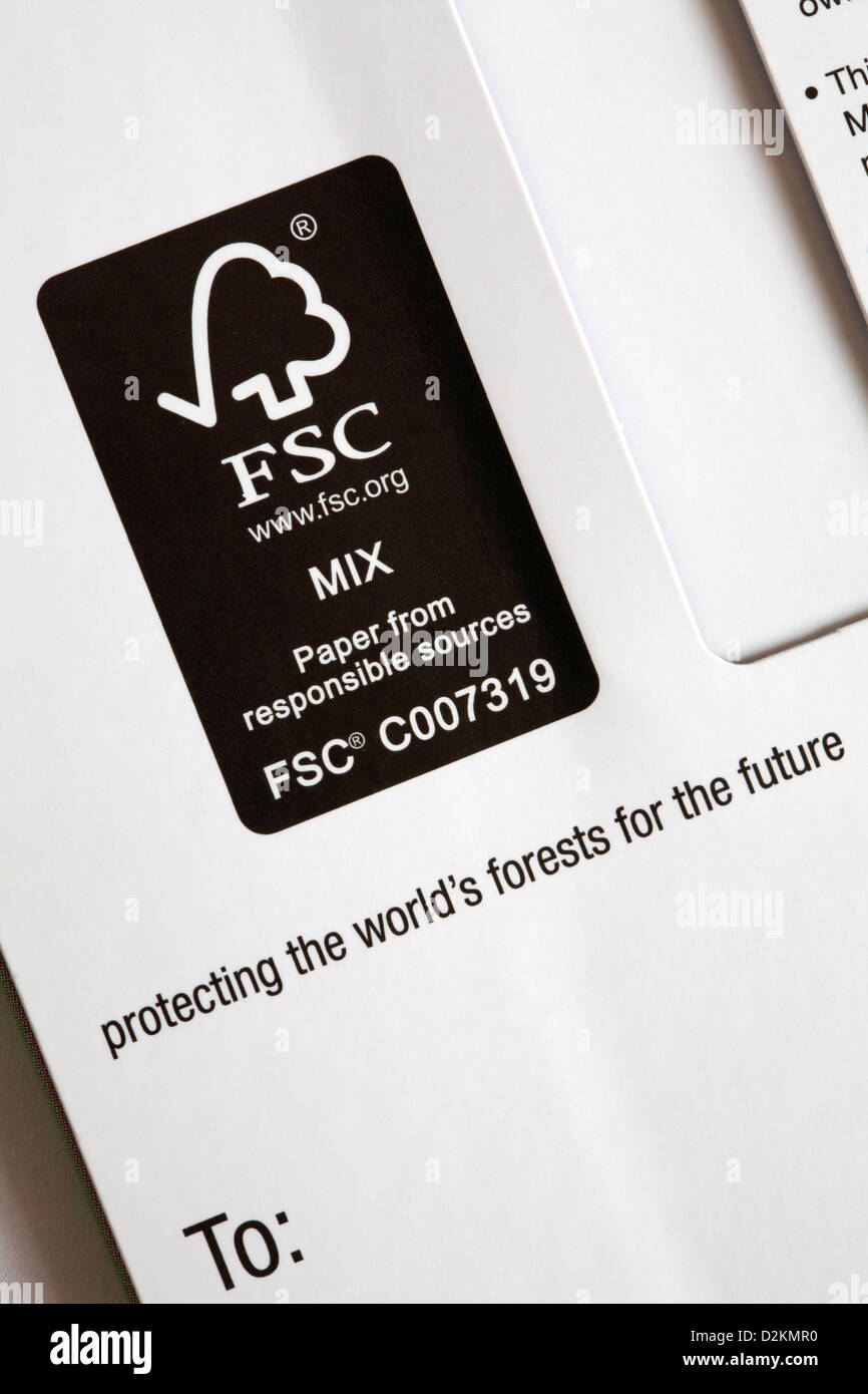 FSC mix paper from responsible sources protecting the world's forests for  the future logo on M&S giftcard Stock Photo - Alamy