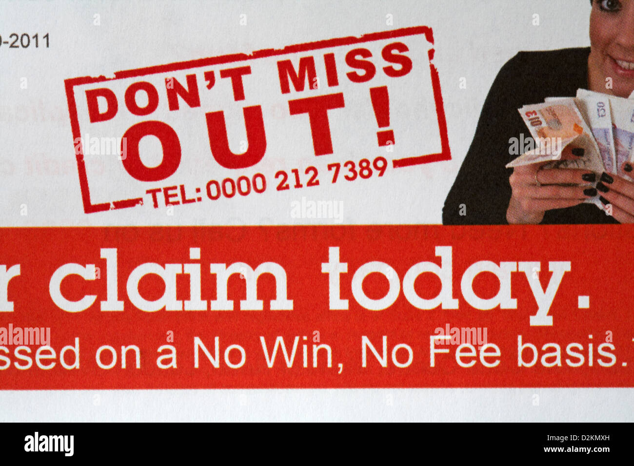 don't miss out claim today no win no fee basis Stock Photo