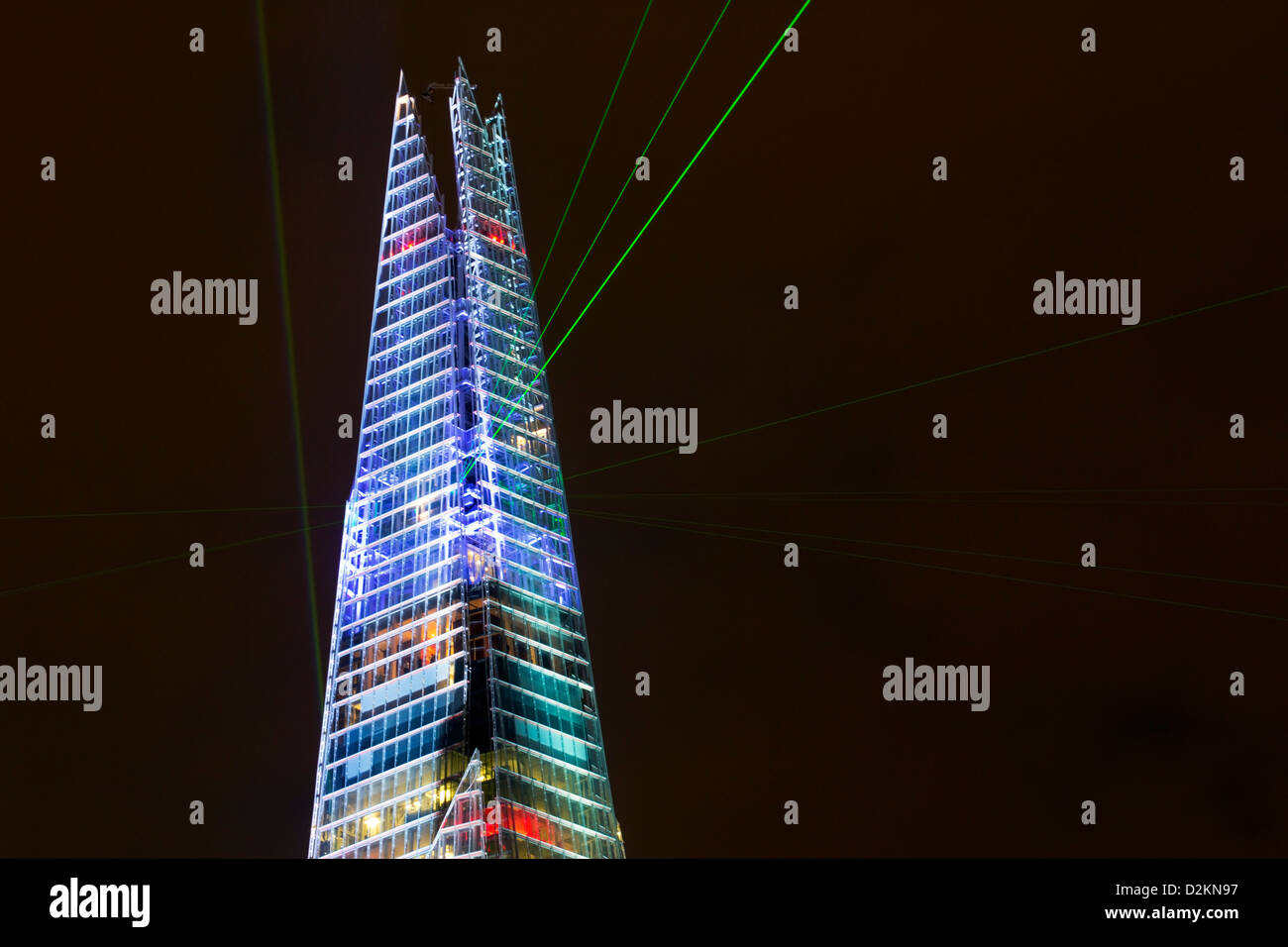 Inaugural laser light Show The Shard Skyscraper London Stock Photo