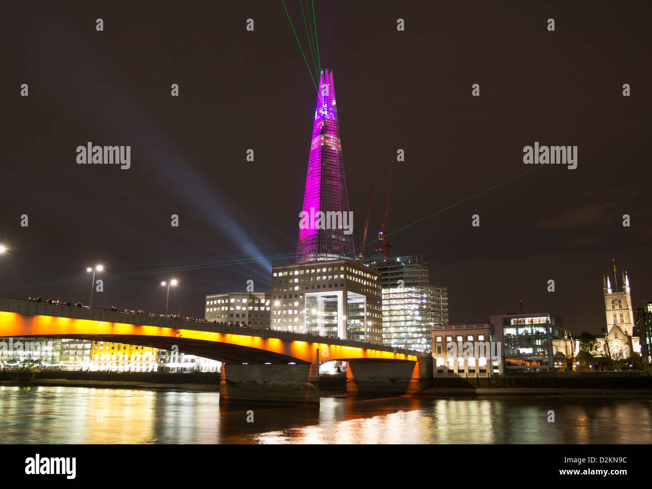 Inaugural laser light Show The Shard Skyscraper London Stock Photo