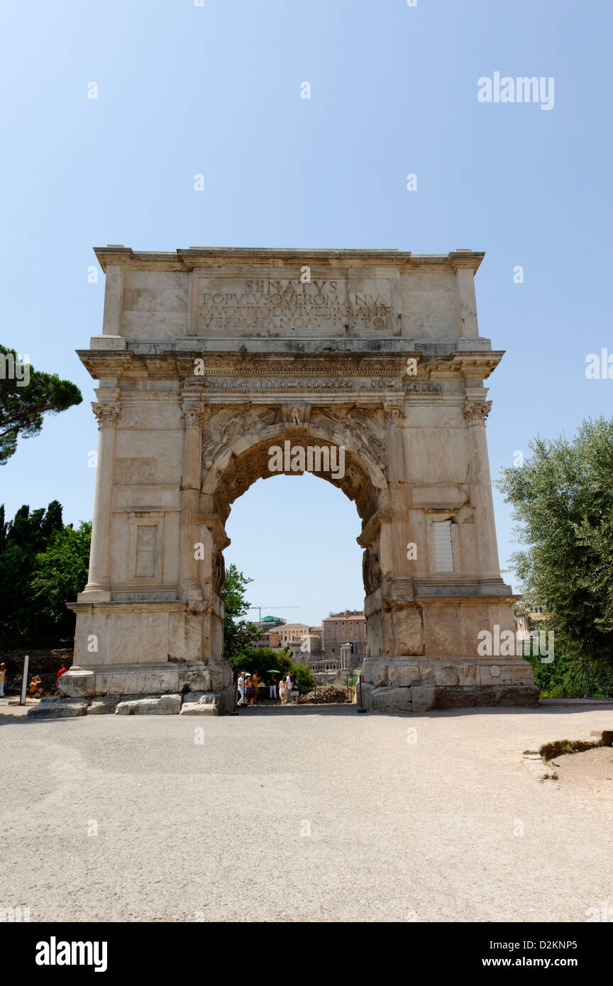 Rome. Italy. View at the Roman Forum of the Triumphal Arch of Titus ...