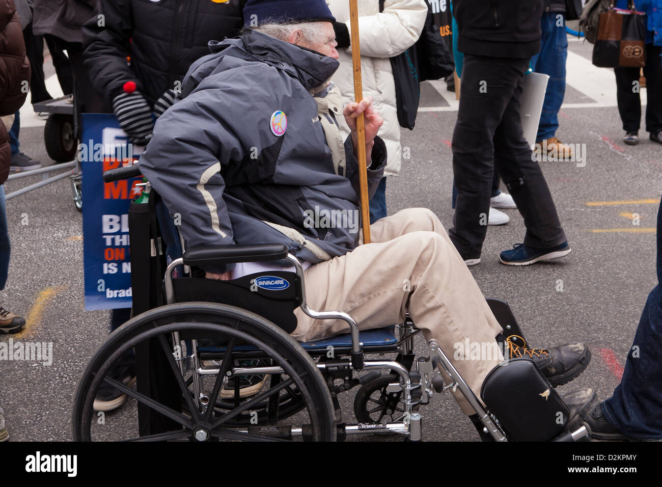 Old man in wheelchair Stock Photo