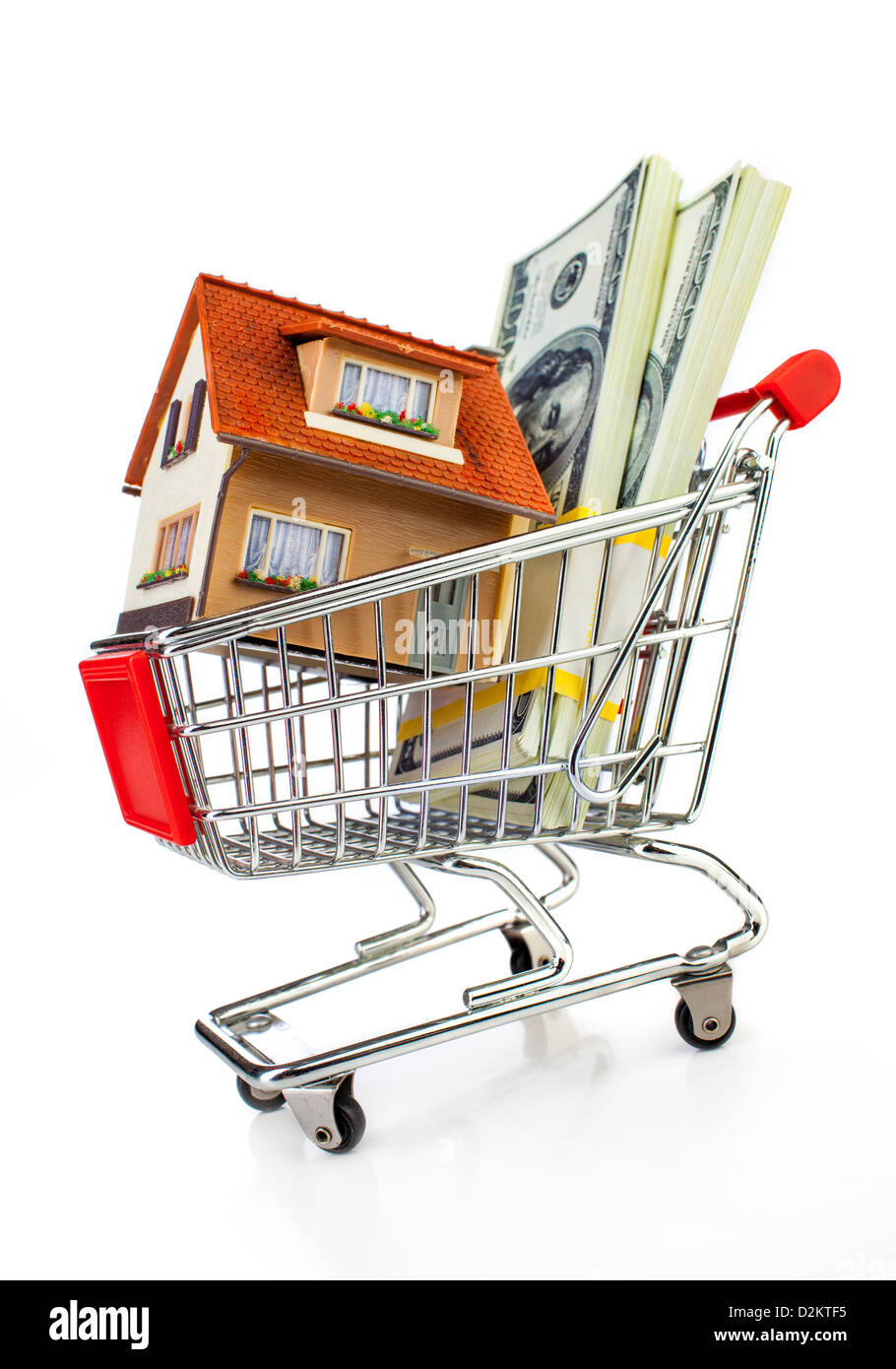 shopping cart and house on a white background Stock Photo