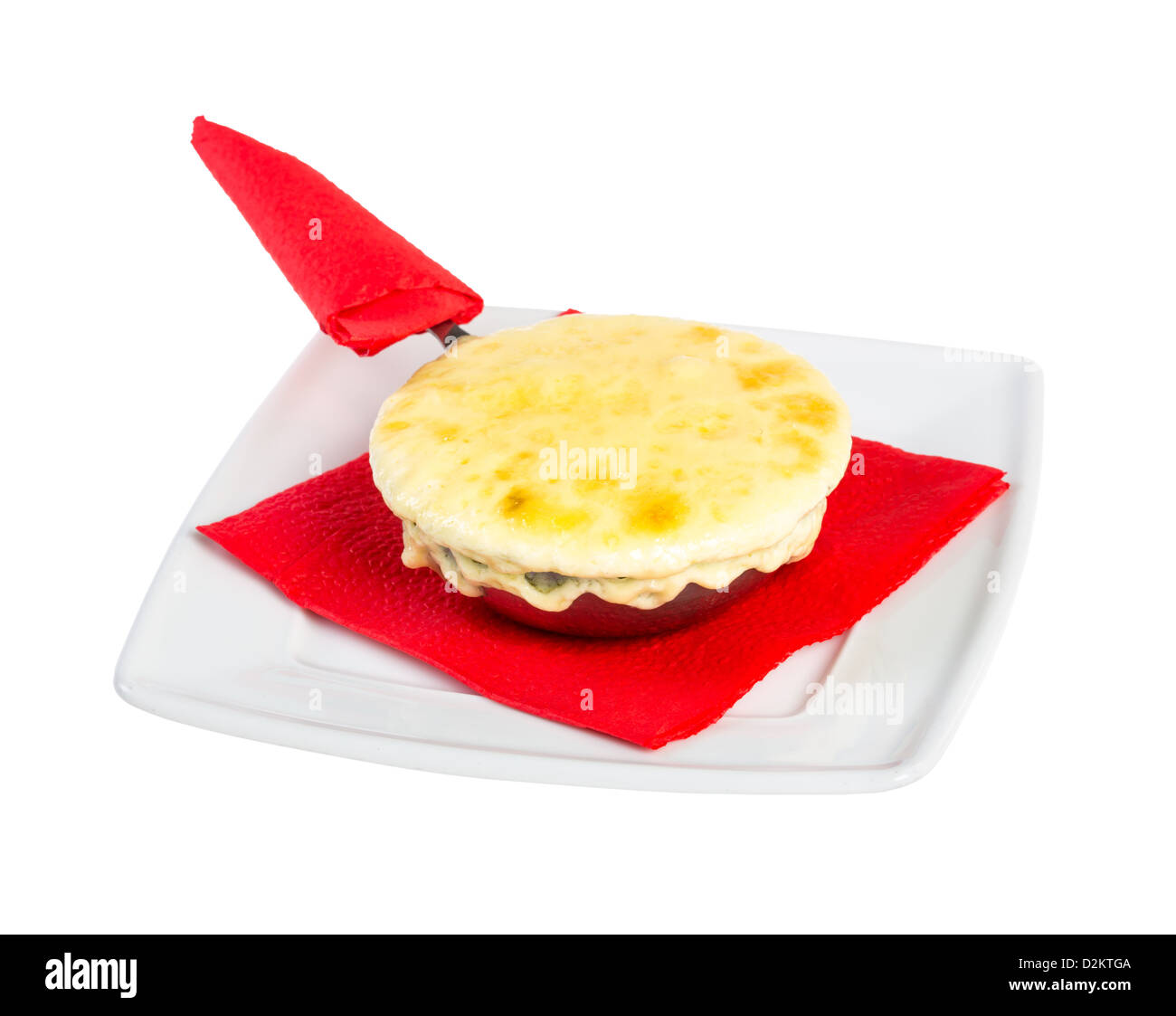julienne in a cocotte a isolated white background Stock Photo