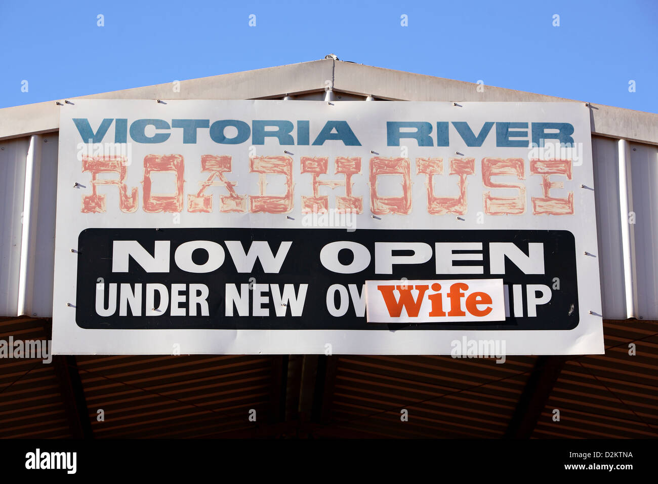 Roadhouse sign, Victoria River, Northern Territory, Australia. Stock Photo