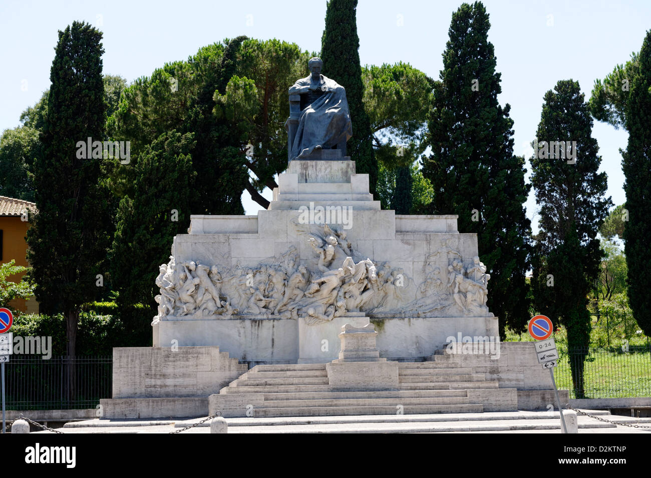 Rome. Italy. View of the monument to the Italian Patriot Giuseppe Mazzini (1805-72) in the neighbourhood of Aventine Stock Photo