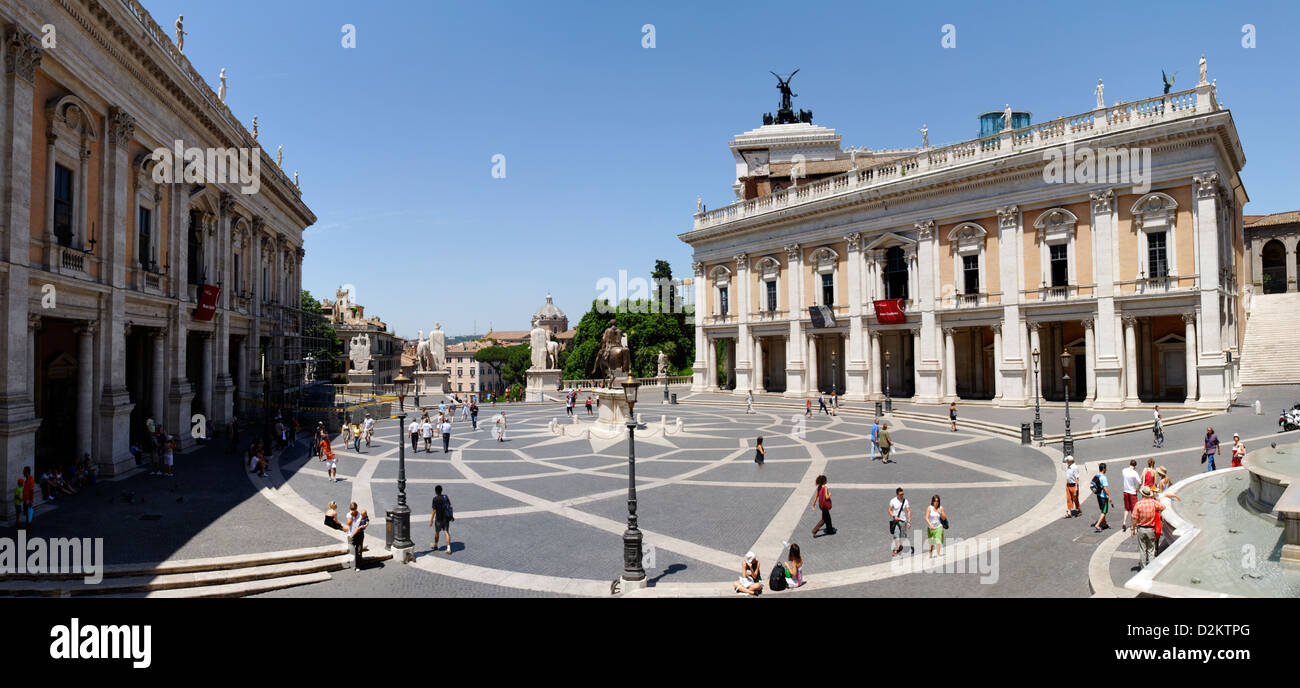 Rome. Italy. View of Michelangelo’s magnificent 16th century Renaissance Piazza del Campidoglio (Capitol Square). Stock Photo