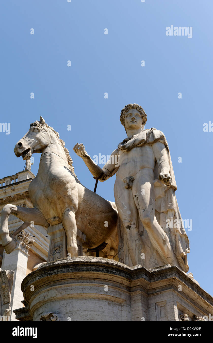 Rome. Italy. Statute of one Dioscuri, the twin brothers Castor and