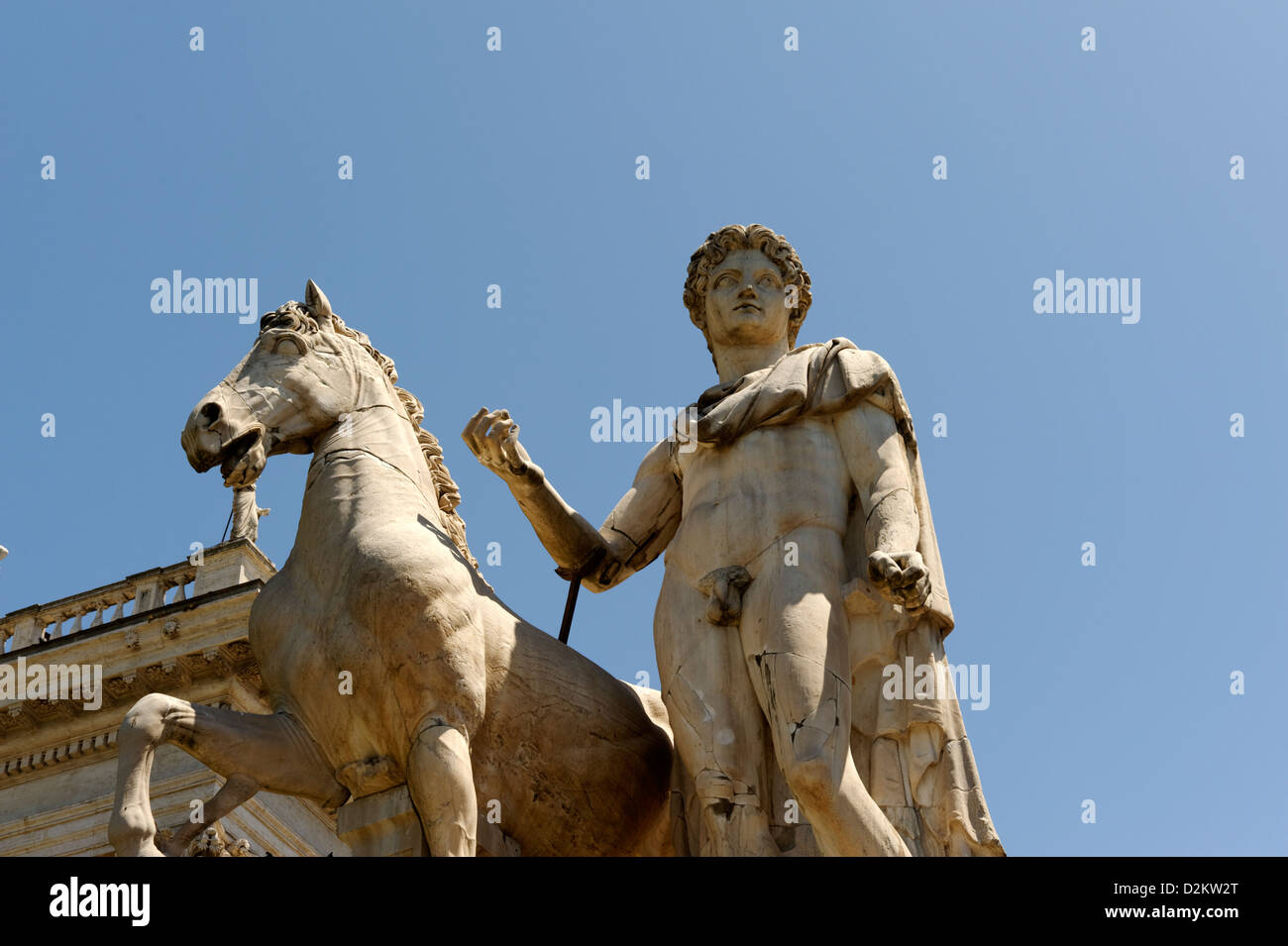 Rome. Italy. Statute of one Dioscuri, the twin brothers Castor and
