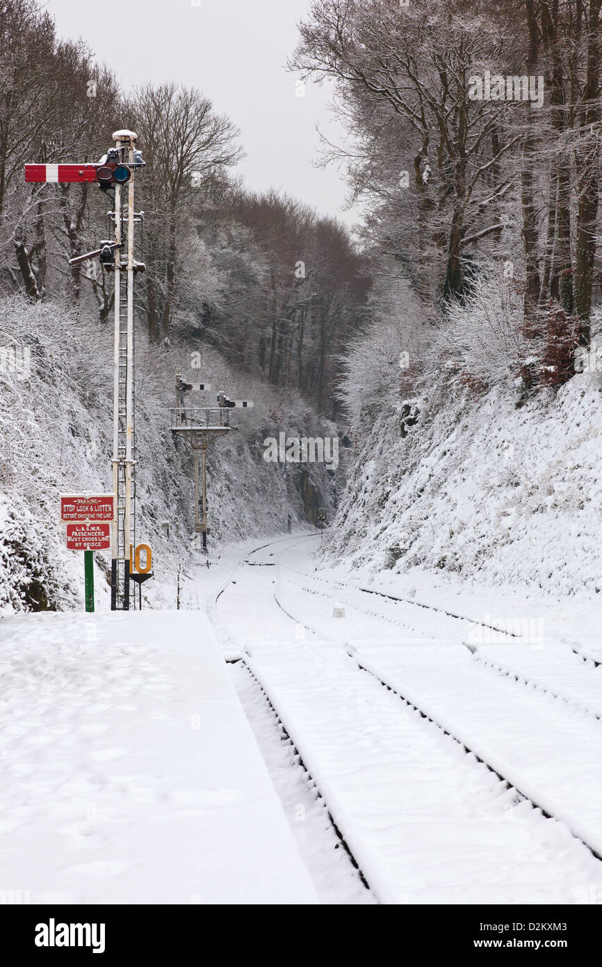 The signal at Medstead and Four Marks station, Hampshire, England in
