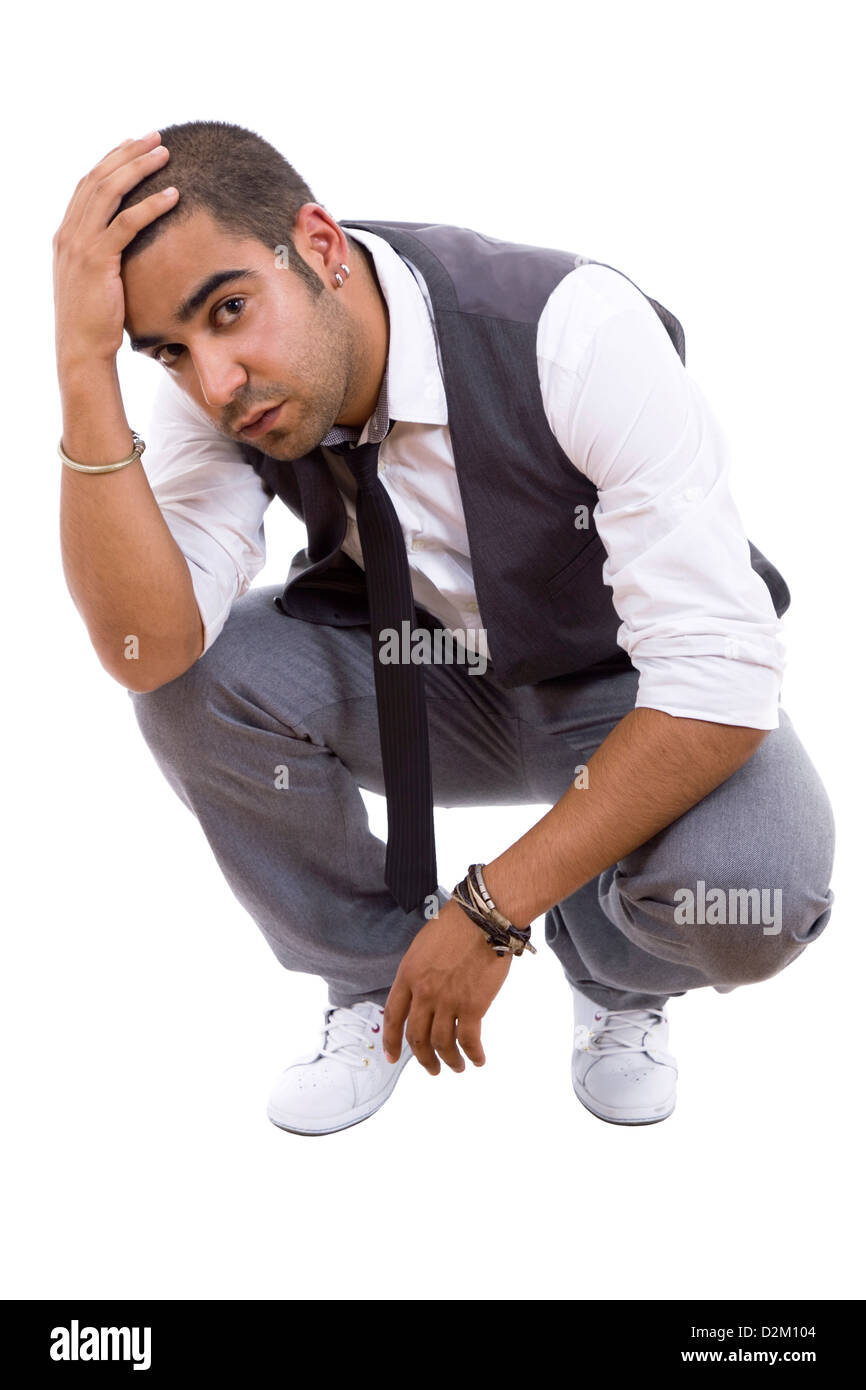 young business man full body isolated on white background Stock Photo