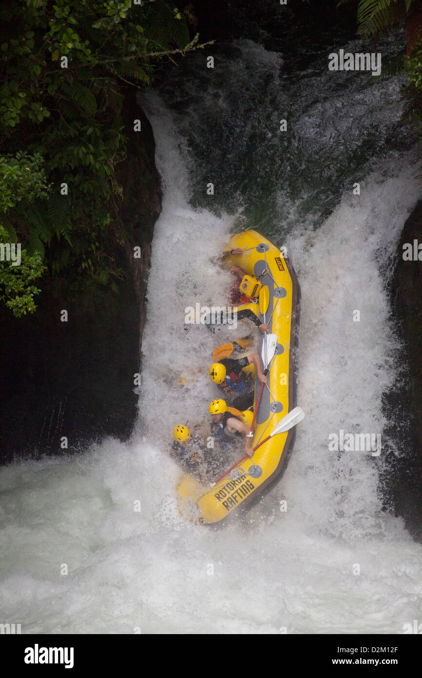 New Zealand white water rafting rapid waterfall sports Stock Photo