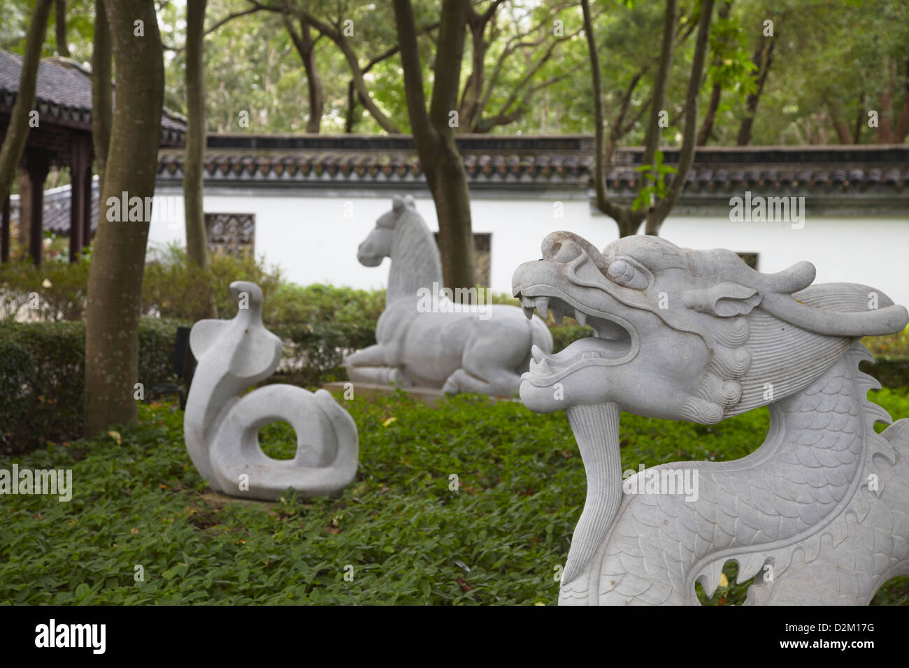 Chinese Zodiac statues in Kowloon Walled City, Kowloon, Hong Kong