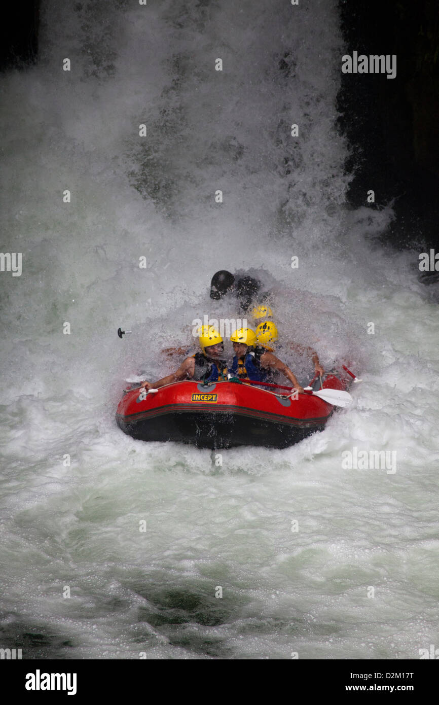 New Zealand white water rafting rapid waterfall sports Stock Photo